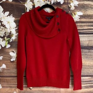 BANANA REPUBLIC Women’s Red Button Neck Sweater
